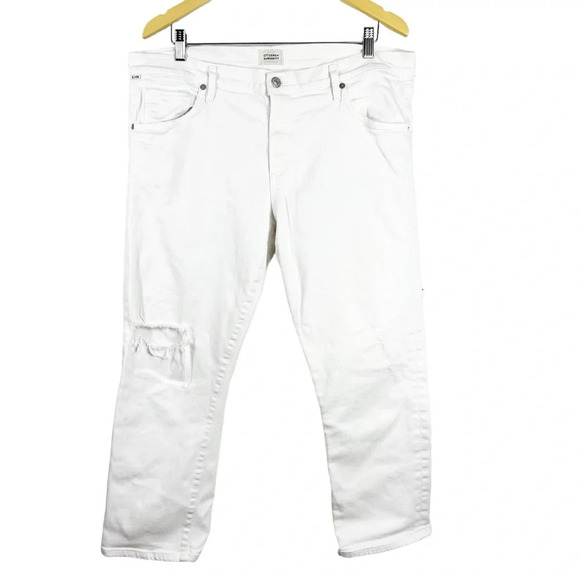 CITIZENS OF HUMANITY White Emerson Distressed White Denim Jeans Plus Size 32 - Picture 1 of 9